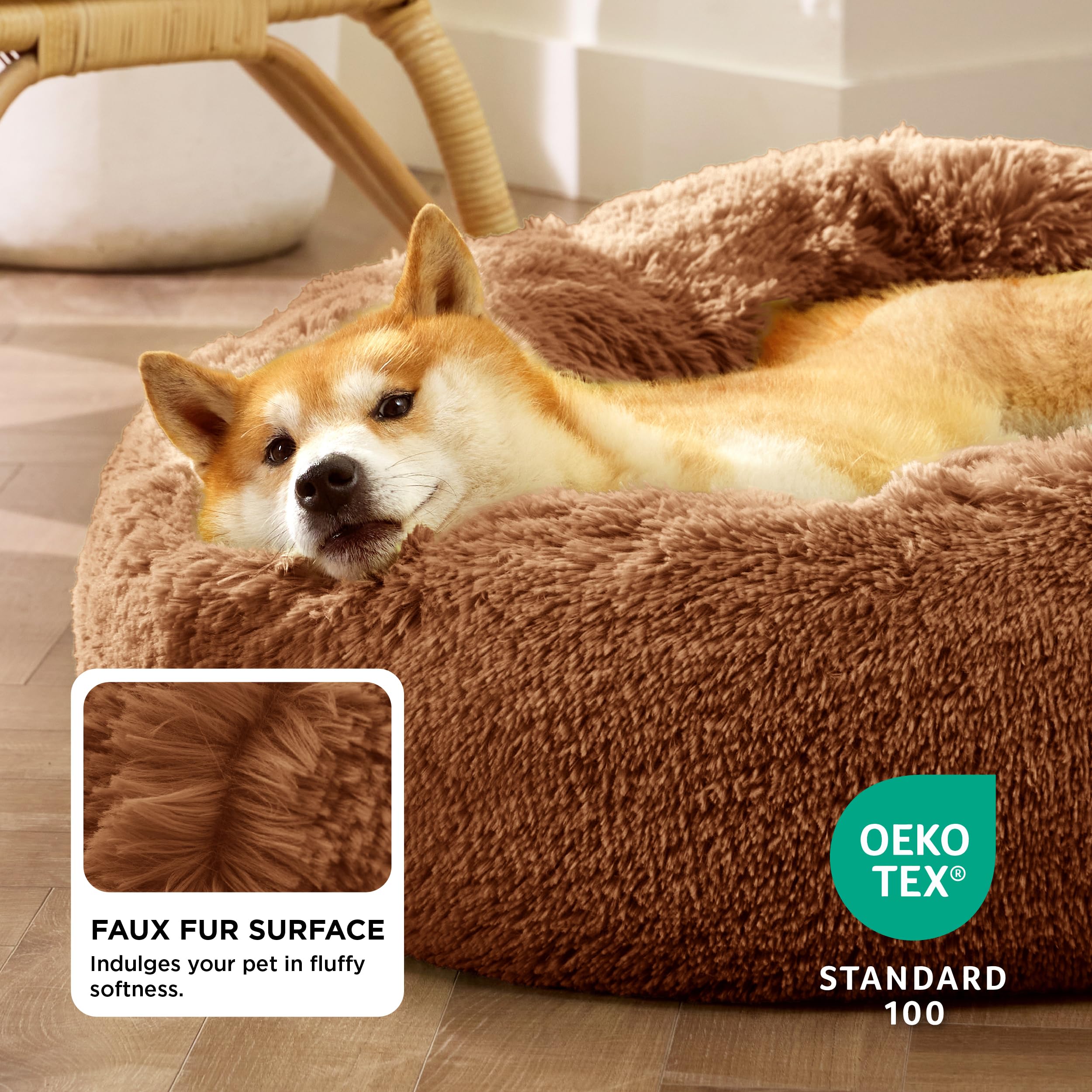 Bedsure round bed non-slip base stays secure on any floor.