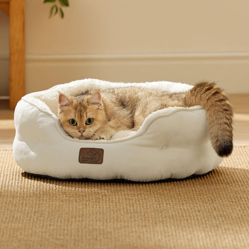 Bedsure white round bed fits small spaces with tidy, inviting corners.