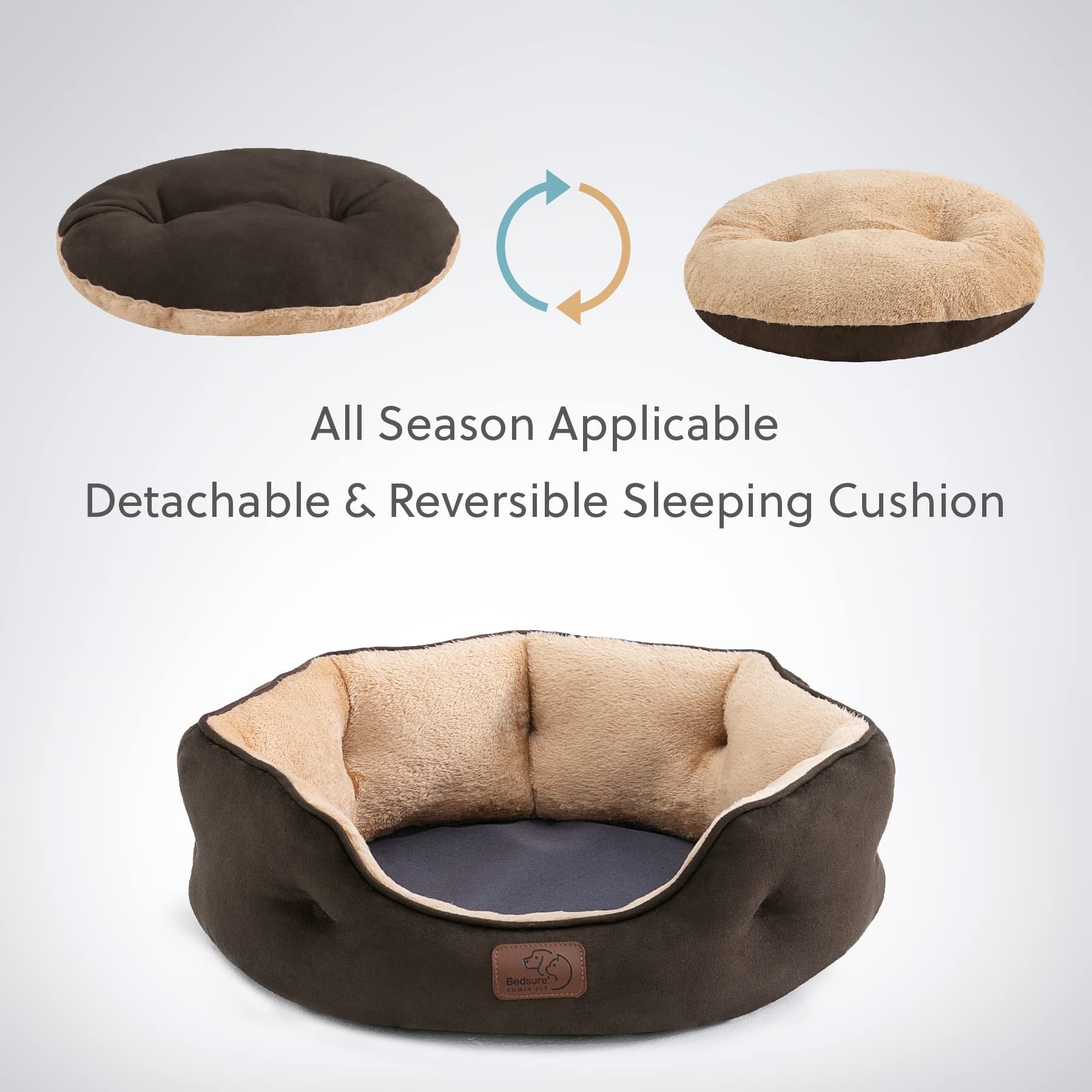 Bedsure round bolster pillow design supports head and neck during rest.