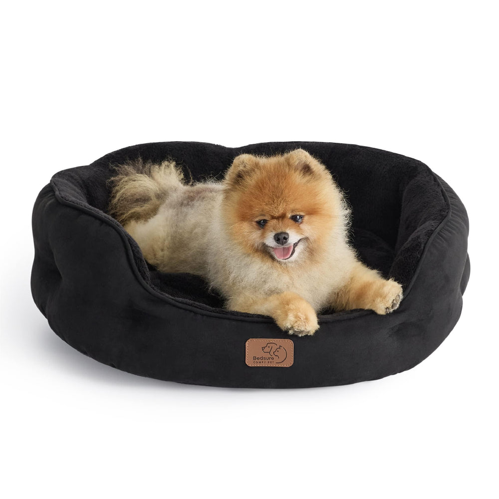 Bedsure round dog bed 25in black provides cozy rest for small dogs