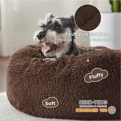 Bedsure round dog bed anti-slip base keeps pet secure on floors.