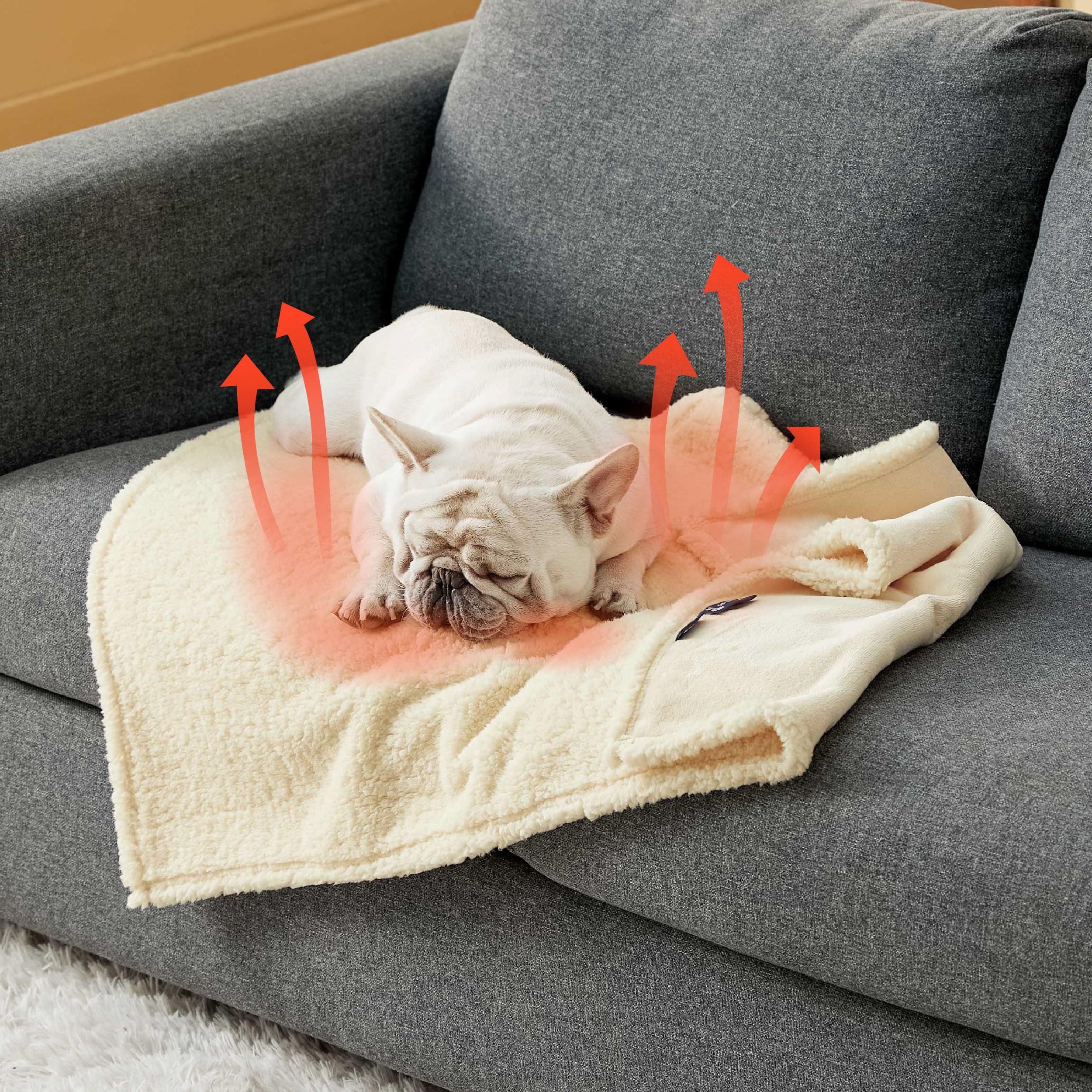 Bedsure self-warming blanket 30x40 inches in white for sofa protection