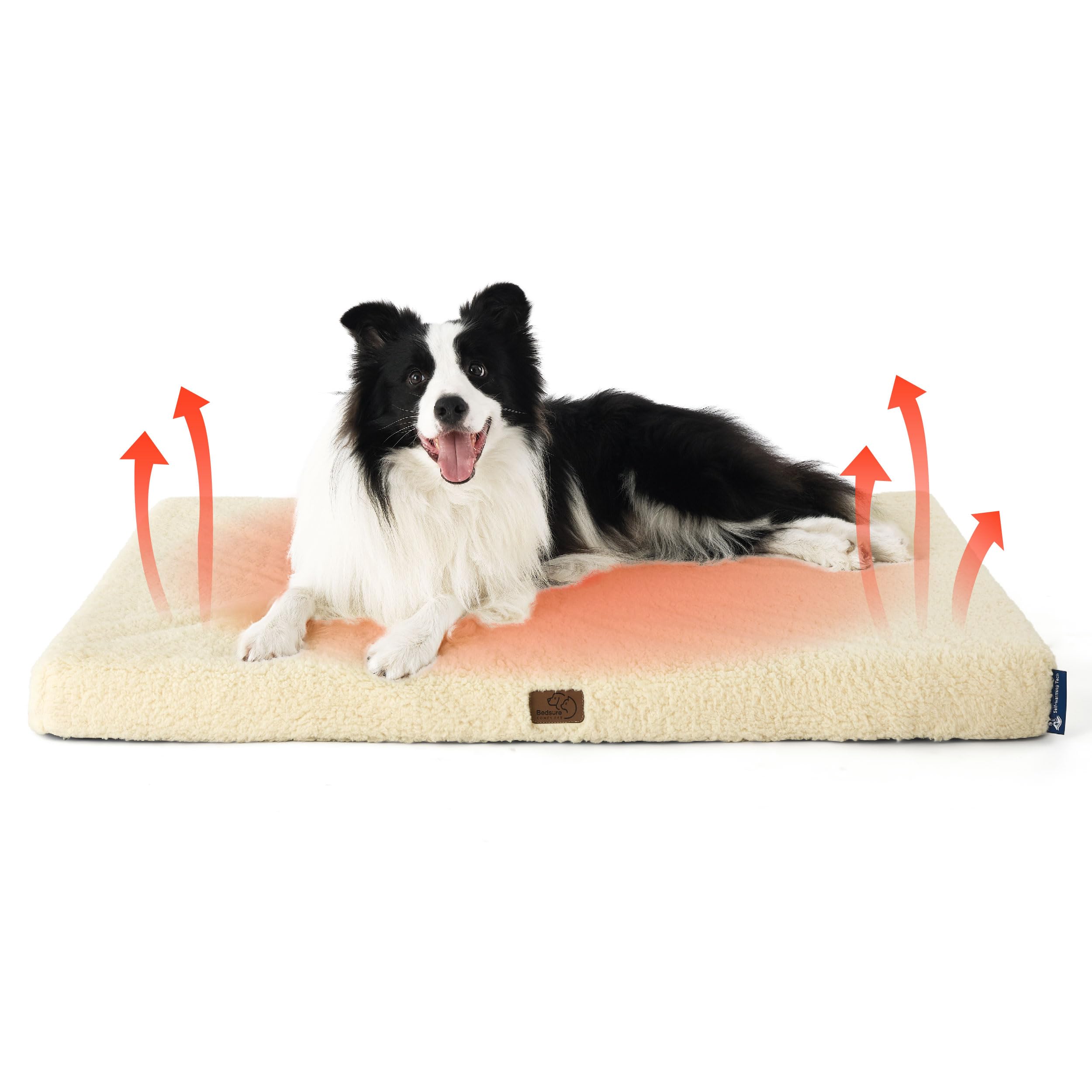 Bedsure self-warming dog bed large cover shows cozy sherpa warmth for cold nights.