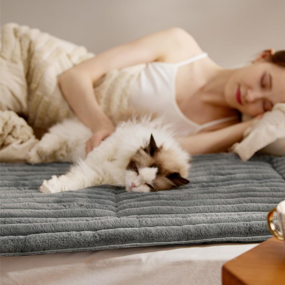 Bedsure self warming puppy mat travel photo shows portable warmth during trips.