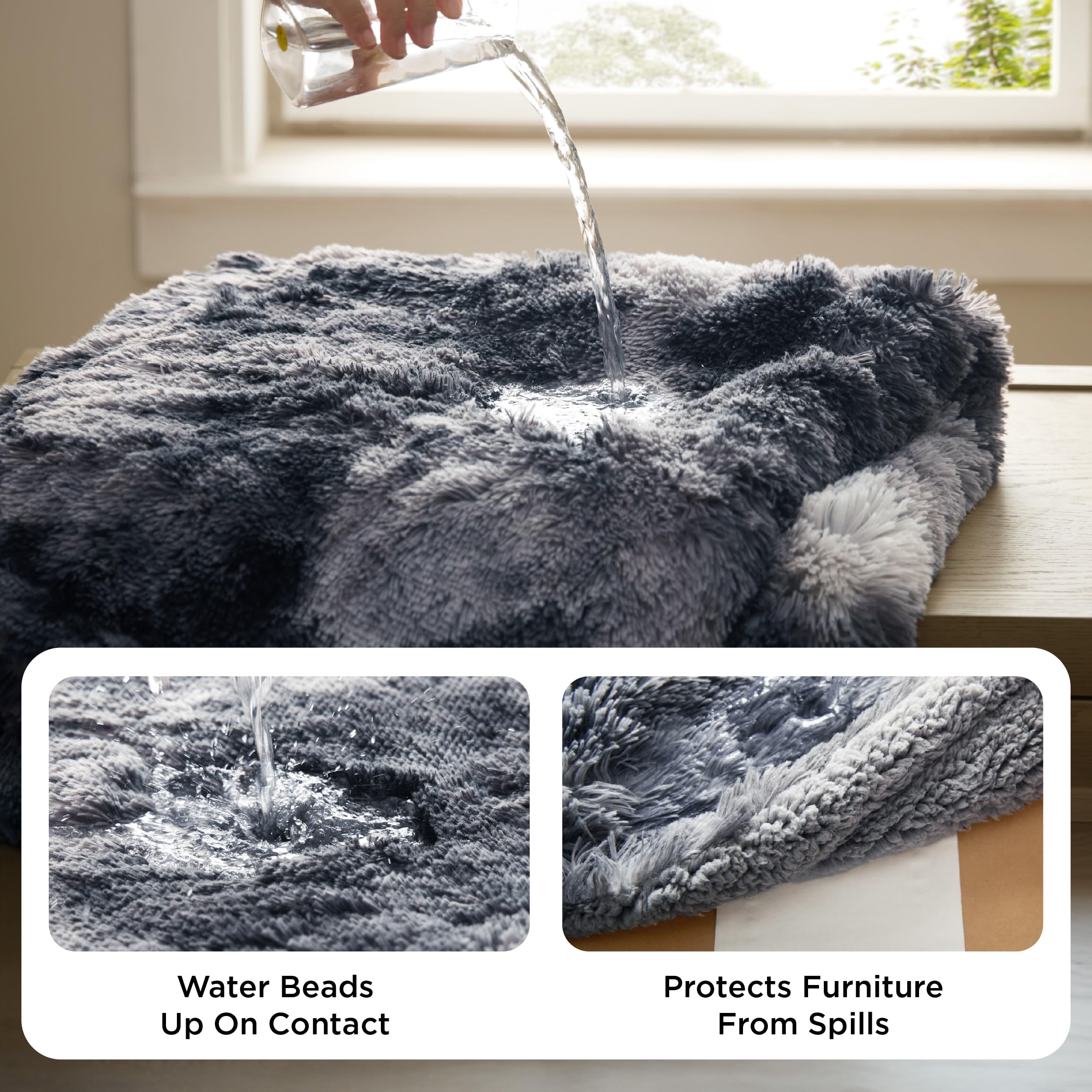 Bedsure sherpa plush side close-up shows soft warmth for calming, cozy pet naps.