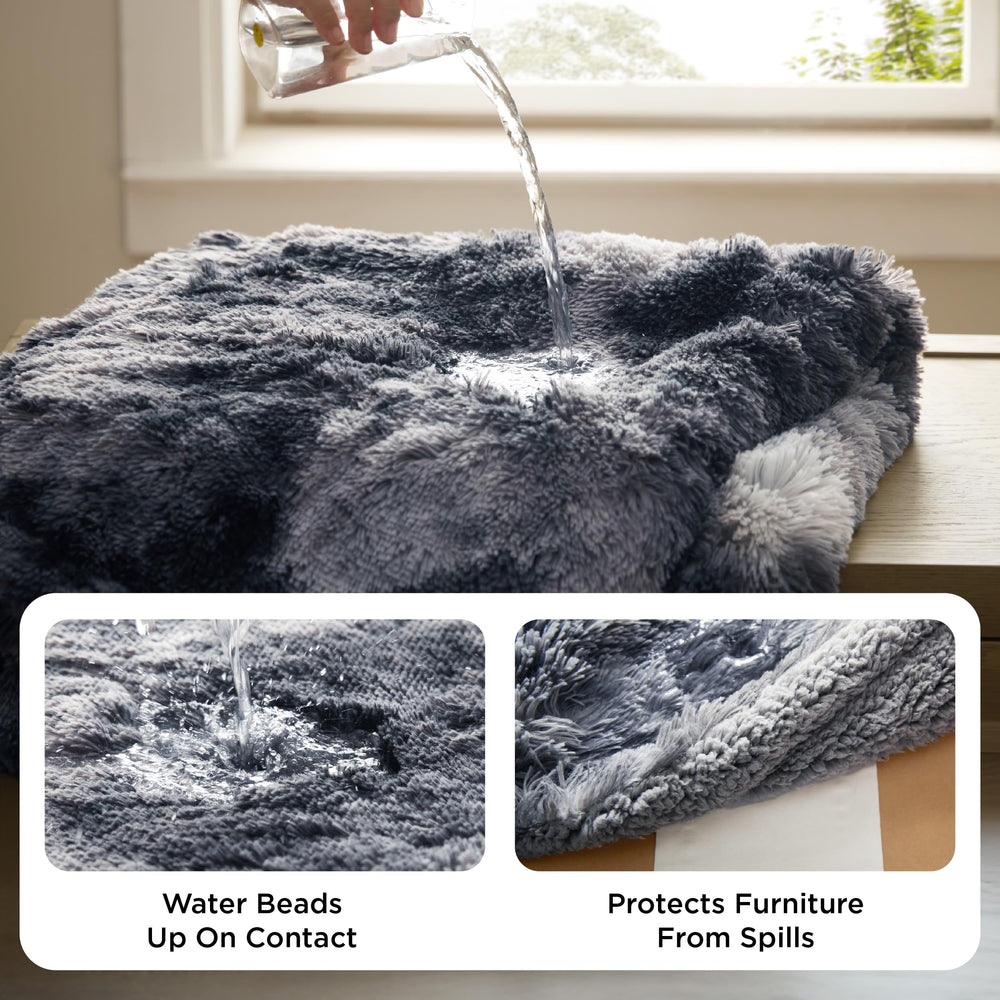 Bedsure sherpa plush side close-up shows soft warmth for calming, cozy pet naps.