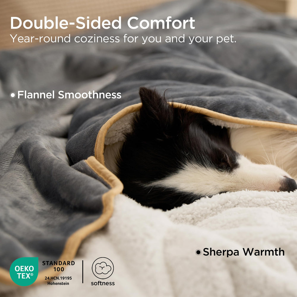 Bedsure reversible blanket with Sherpa texture for cozy warmth.