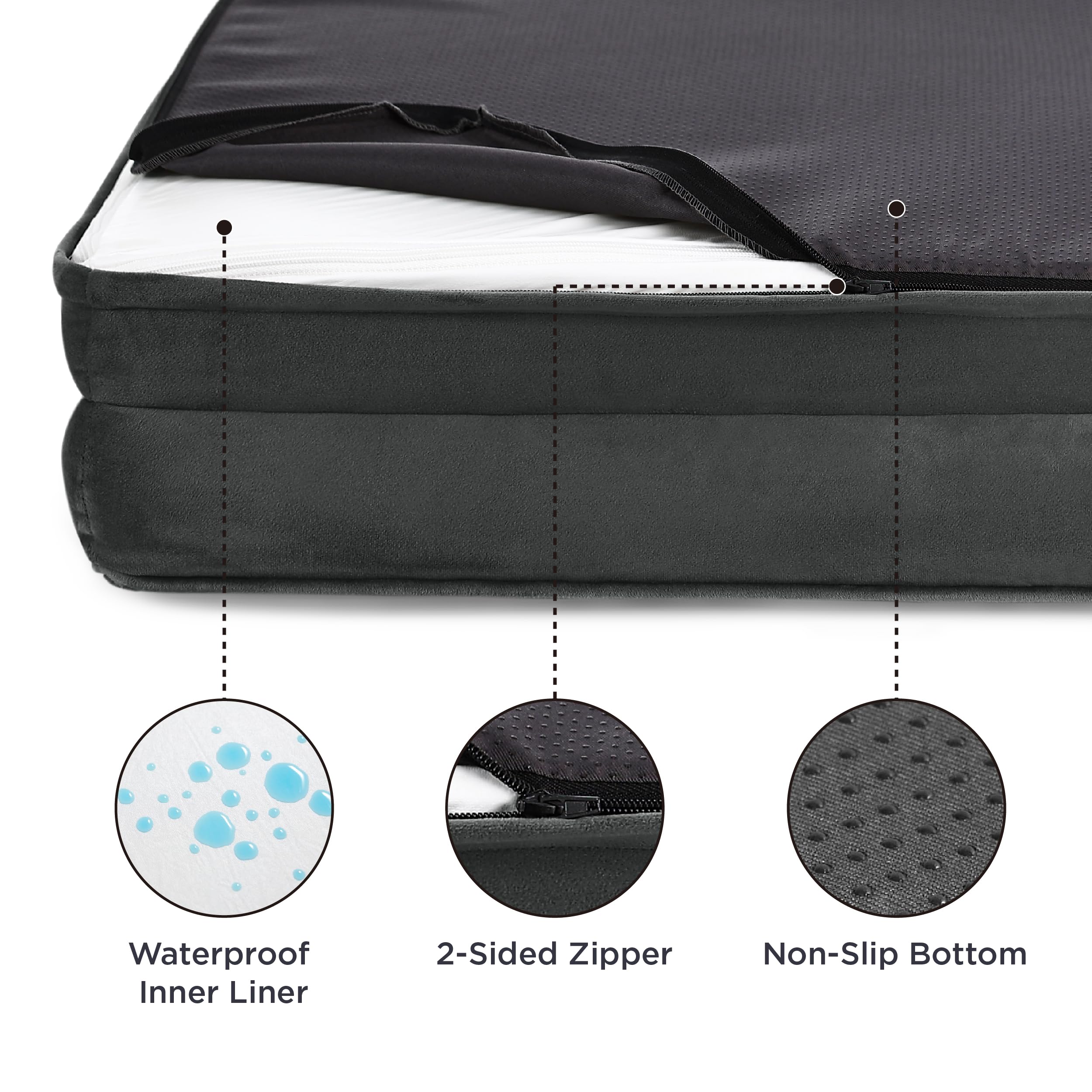Bedsure small orthopedic dog bed bolster-side view highlights secure, cozy cushioning