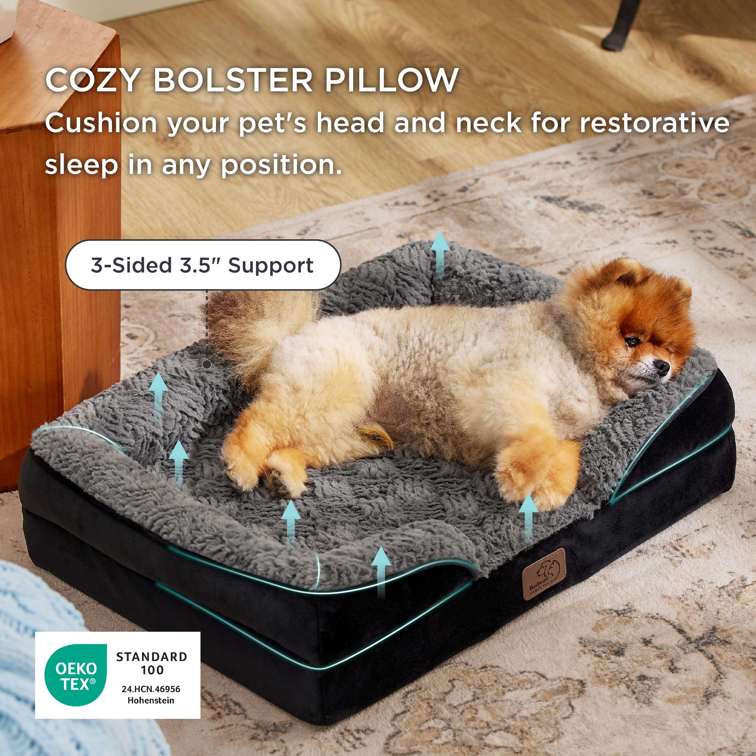 Bedsure soft flannel fabric dog bed offers cozy, lounge-worthy warmth for chilly days