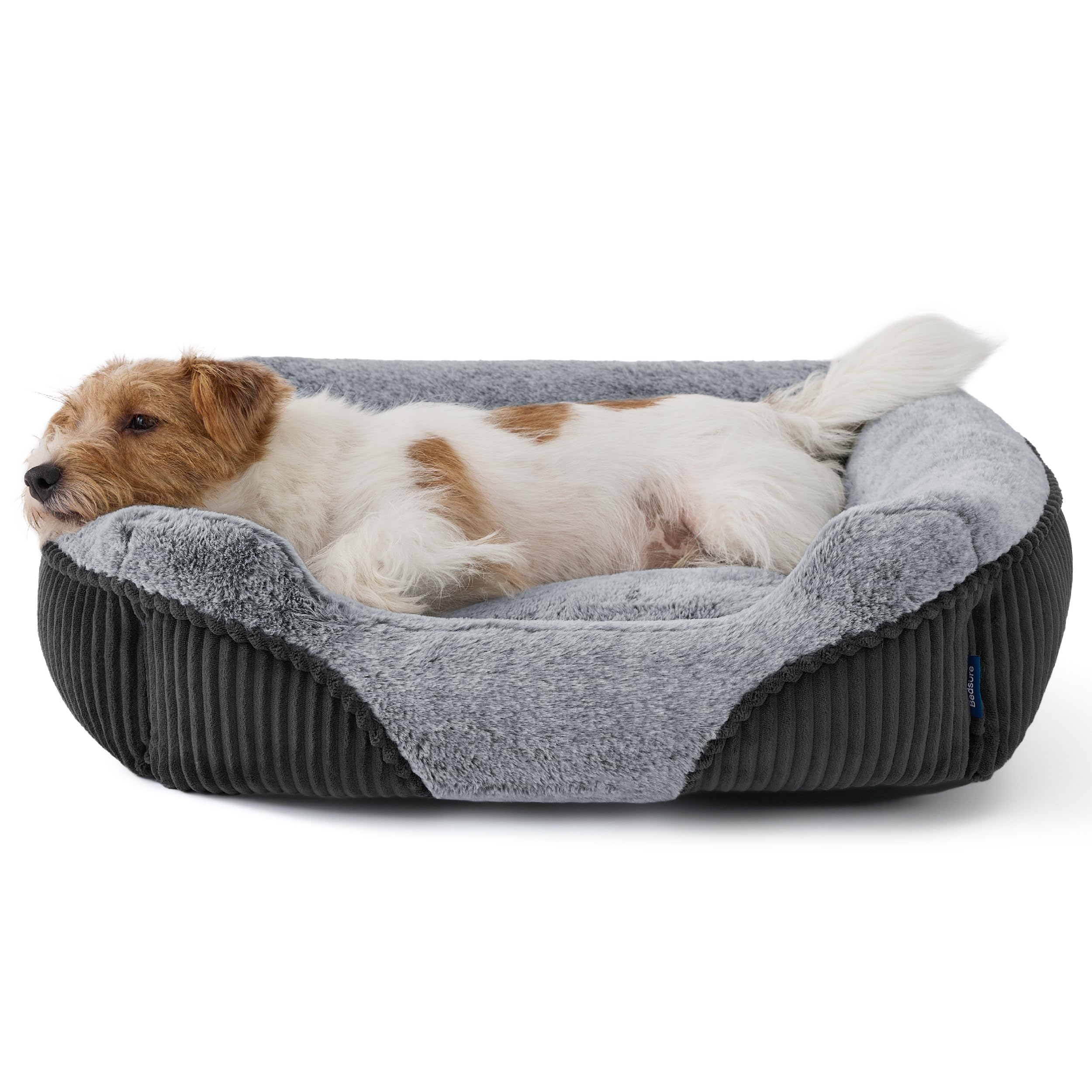 Bedsure Washable Dog Bed easy-care cycle visuals show cold wash and air-dry design