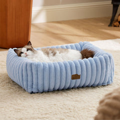Bedsure washable dog bed medium blue top view shows cozy orthopedic support for pets