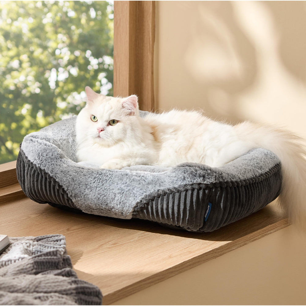 Bedsure washable dog bed small-rectangle-fluffy-plush provides cozy comfort for small pets.