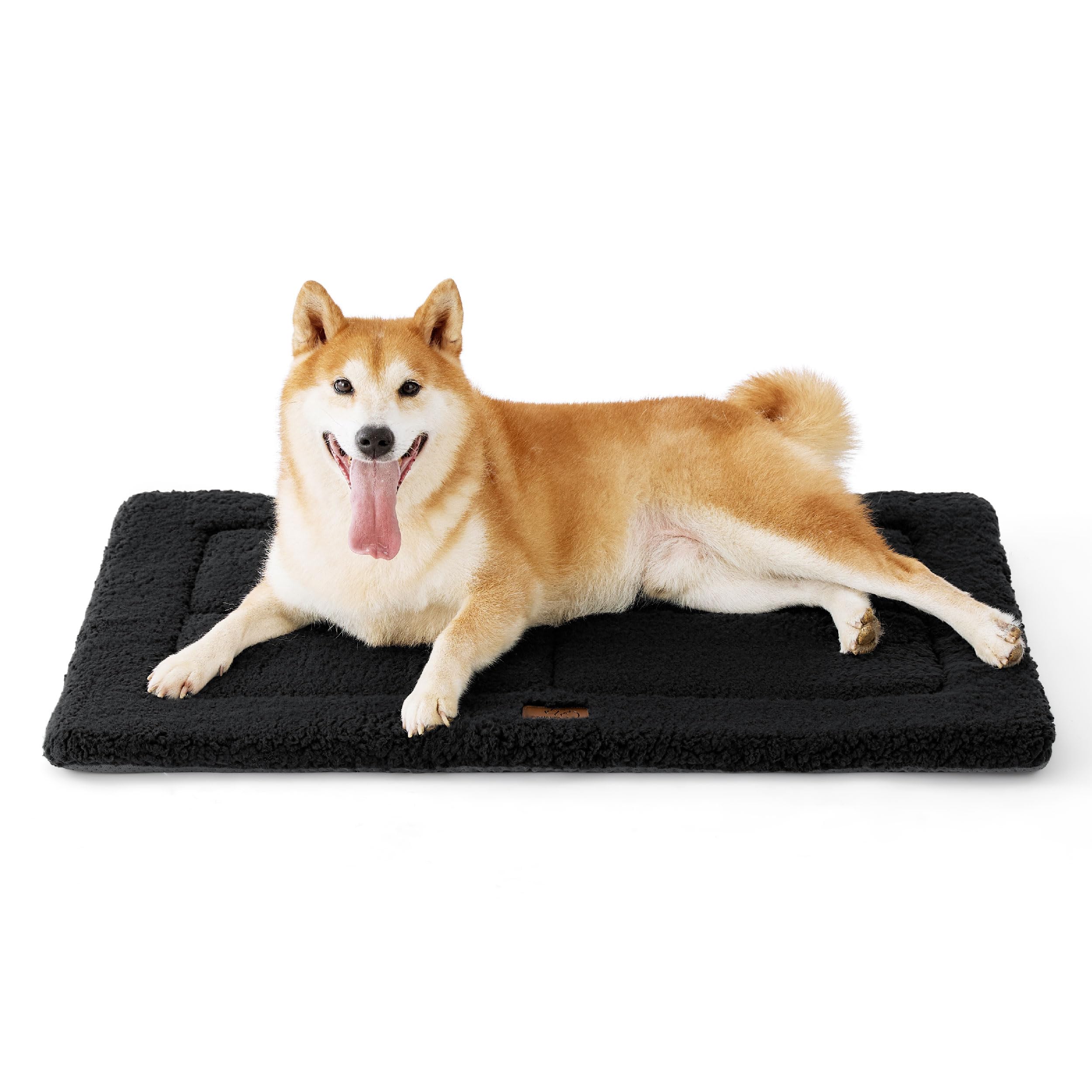 Bedsure washable dog crate bed large dog foam closeup highlights supportive cushioning for restful large-dog naps