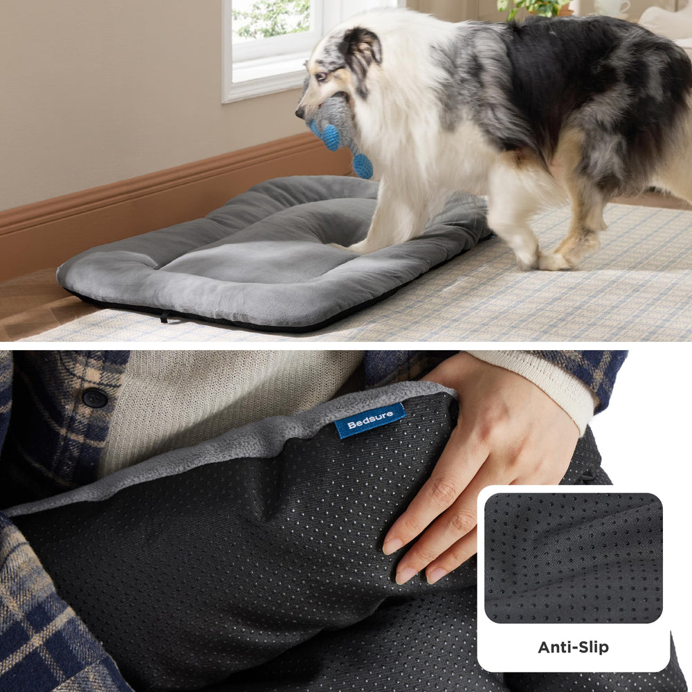 Bedsure small-size crate pad demonstrates perfect fit for tiny dogs.