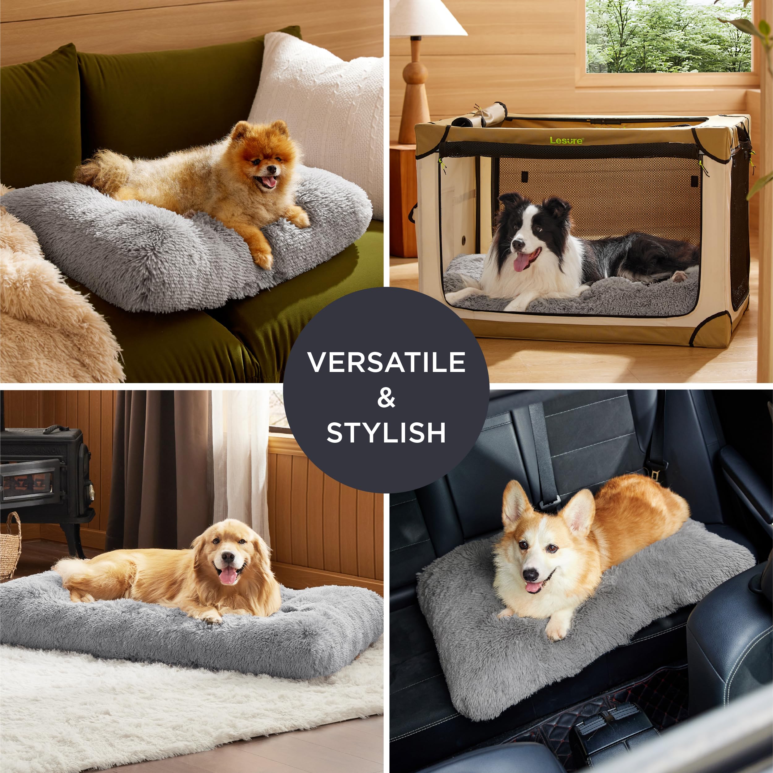 Bedsure washable large dog bed backseat setup grey portable travel comfort