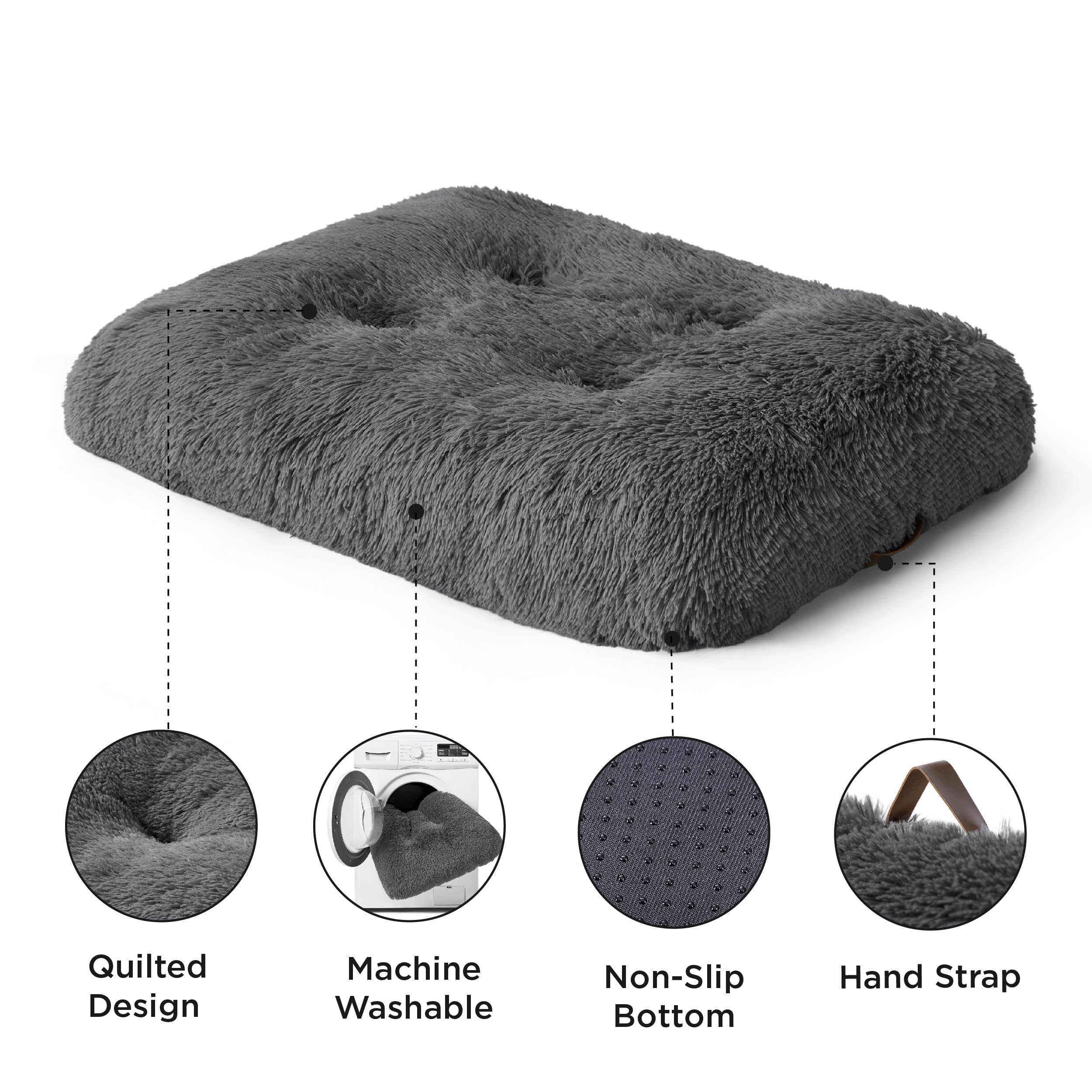 Bedsure large dog bed inside crate demonstrating stability for big dogs
