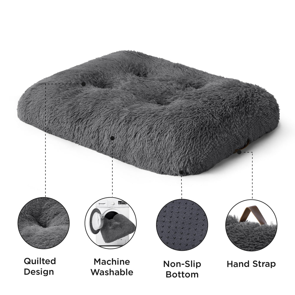 Bedsure large dog bed inside crate demonstrating stability for big dogs