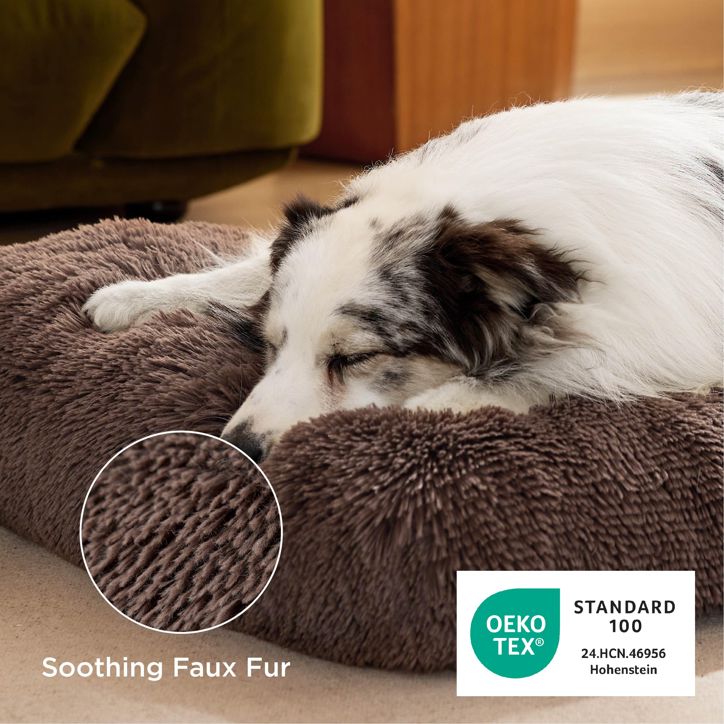 Bedsure washable large dog bed crate side strap demonstrates easy transport after cleaning.
