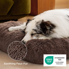 Bedsure washable large dog bed crate side strap demonstrates easy transport after cleaning.