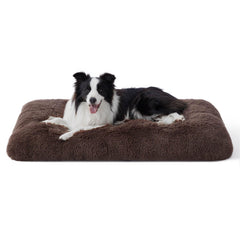 Bedsure washable large dog bed crate top view shows plush faux fur for cozy lounging.