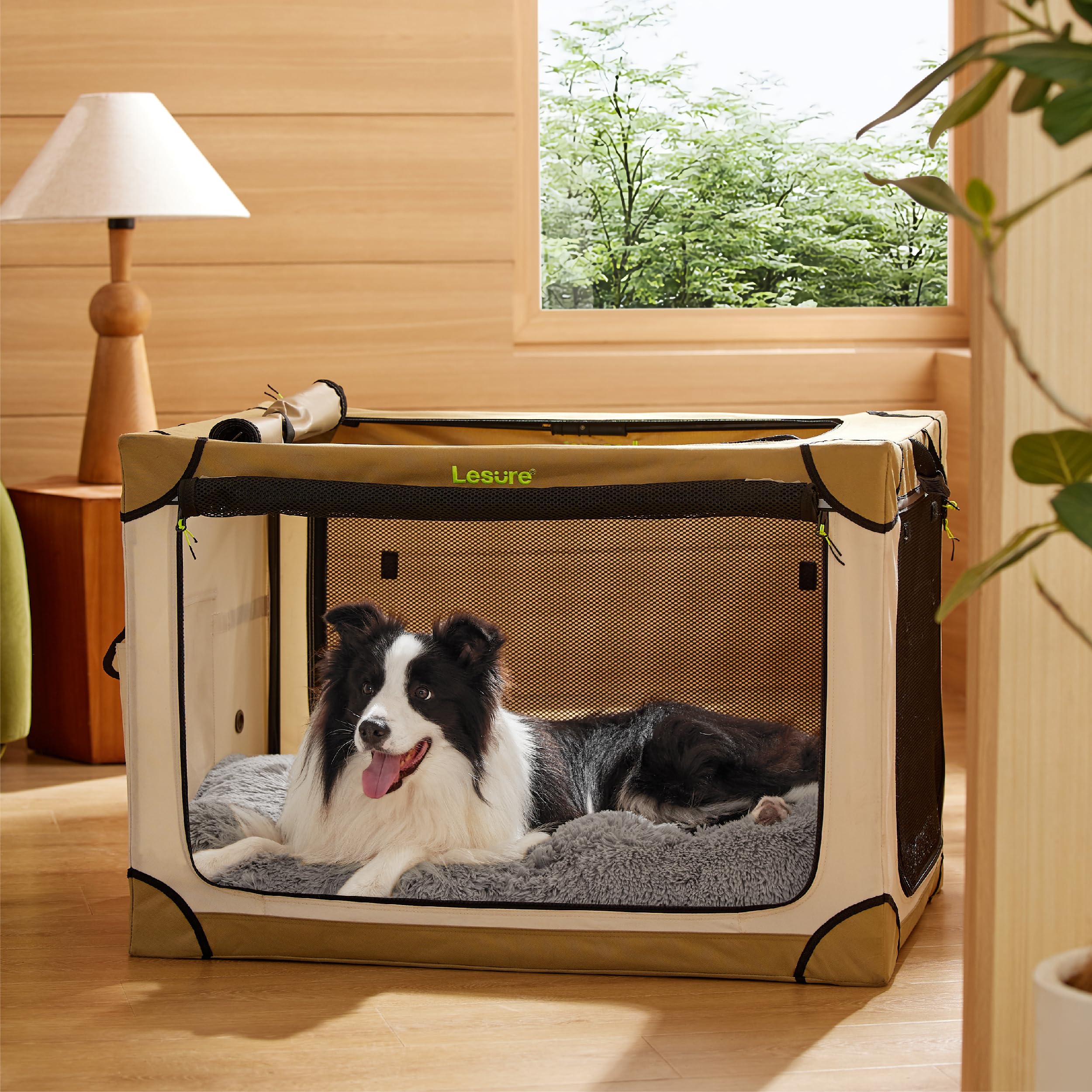 Bedsure washable large dog bed non-slip bottom grey keeps crate floor stable