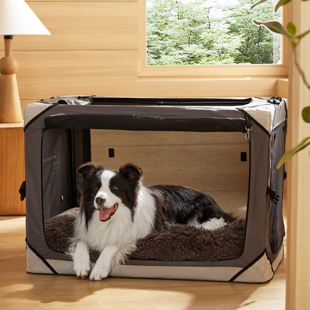 Bedsure large dog bed with non-slip bottom stays stable on hard floors.