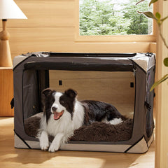Bedsure large dog bed with non-slip bottom stays stable on hard floors.