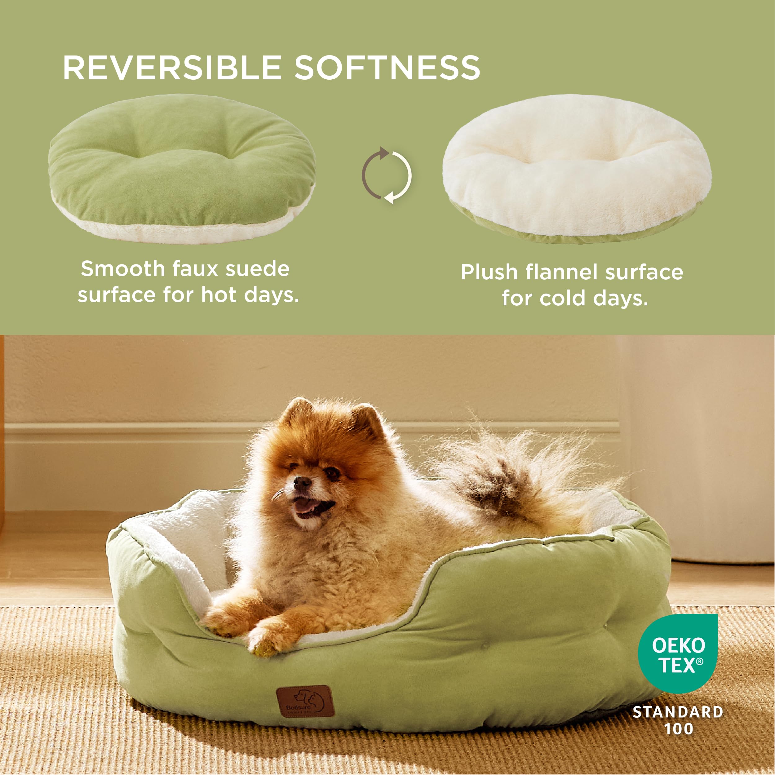 Bedsure washable pet bed close-up highlights plush texture and easy cleaning.
