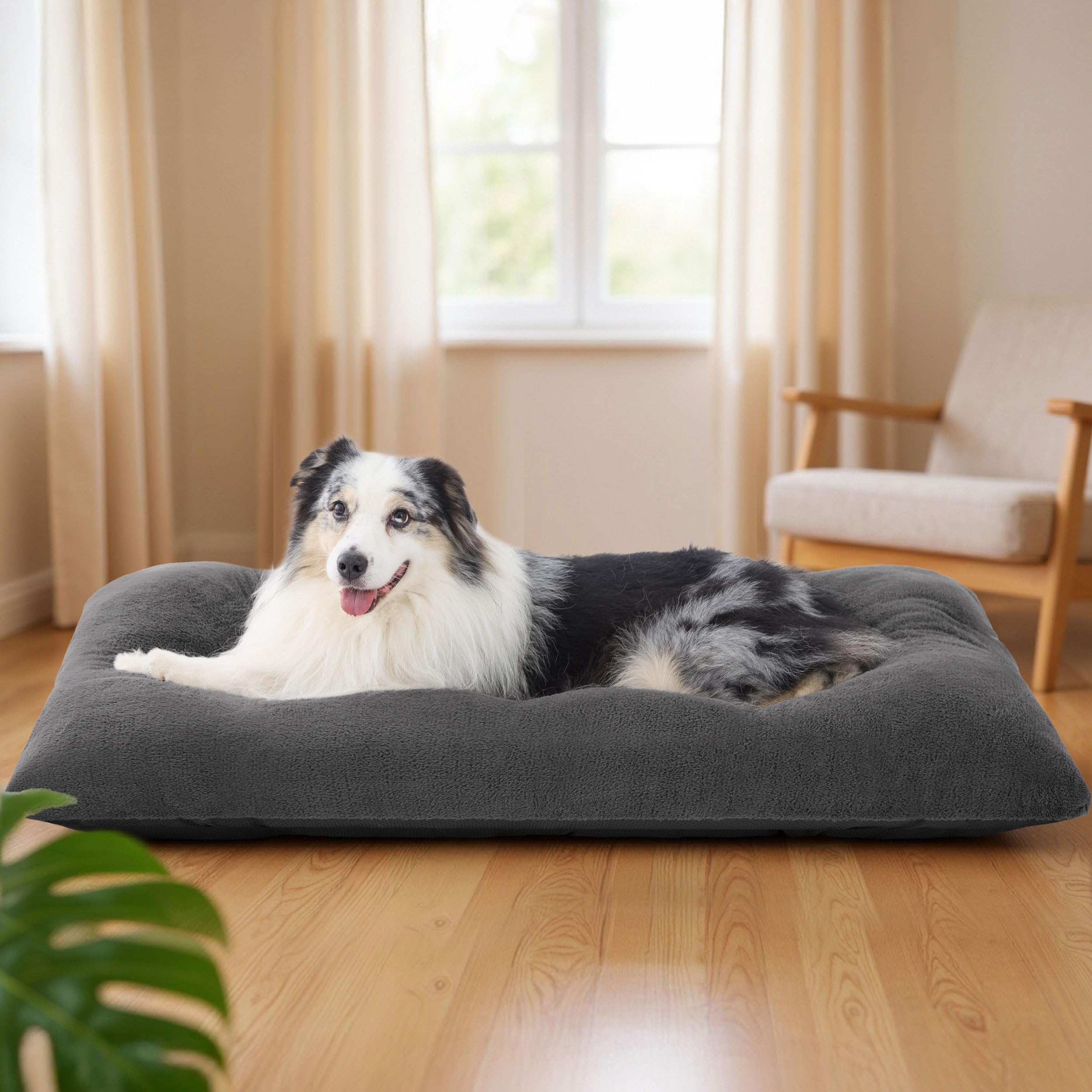 Bedsure washable XL dog bed outer view shows plush surface for cozy large-dog lounging.
