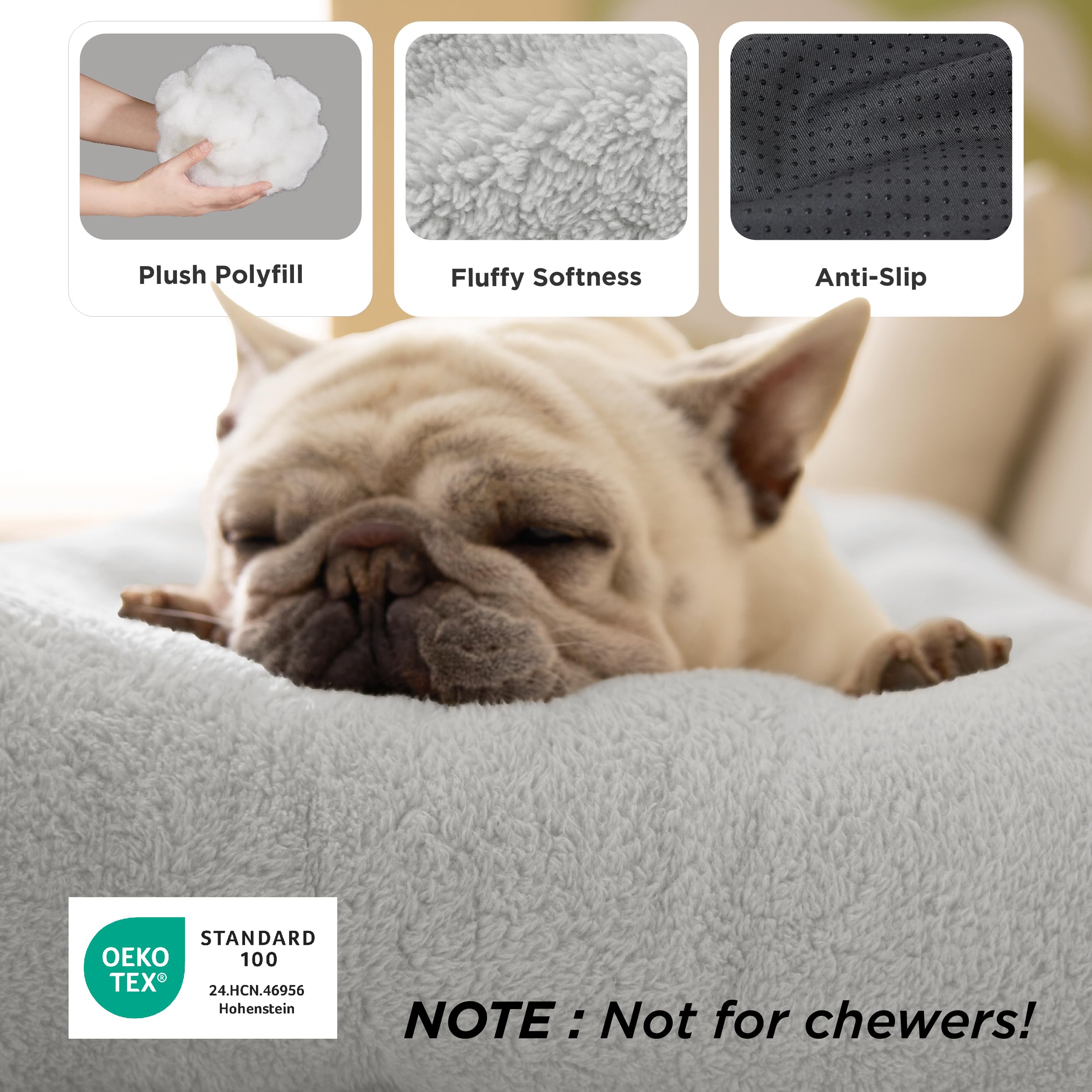 Bedsure Washable XL Dog Bed plush fabric delivers skin-friendly cushioning for restful lounging.