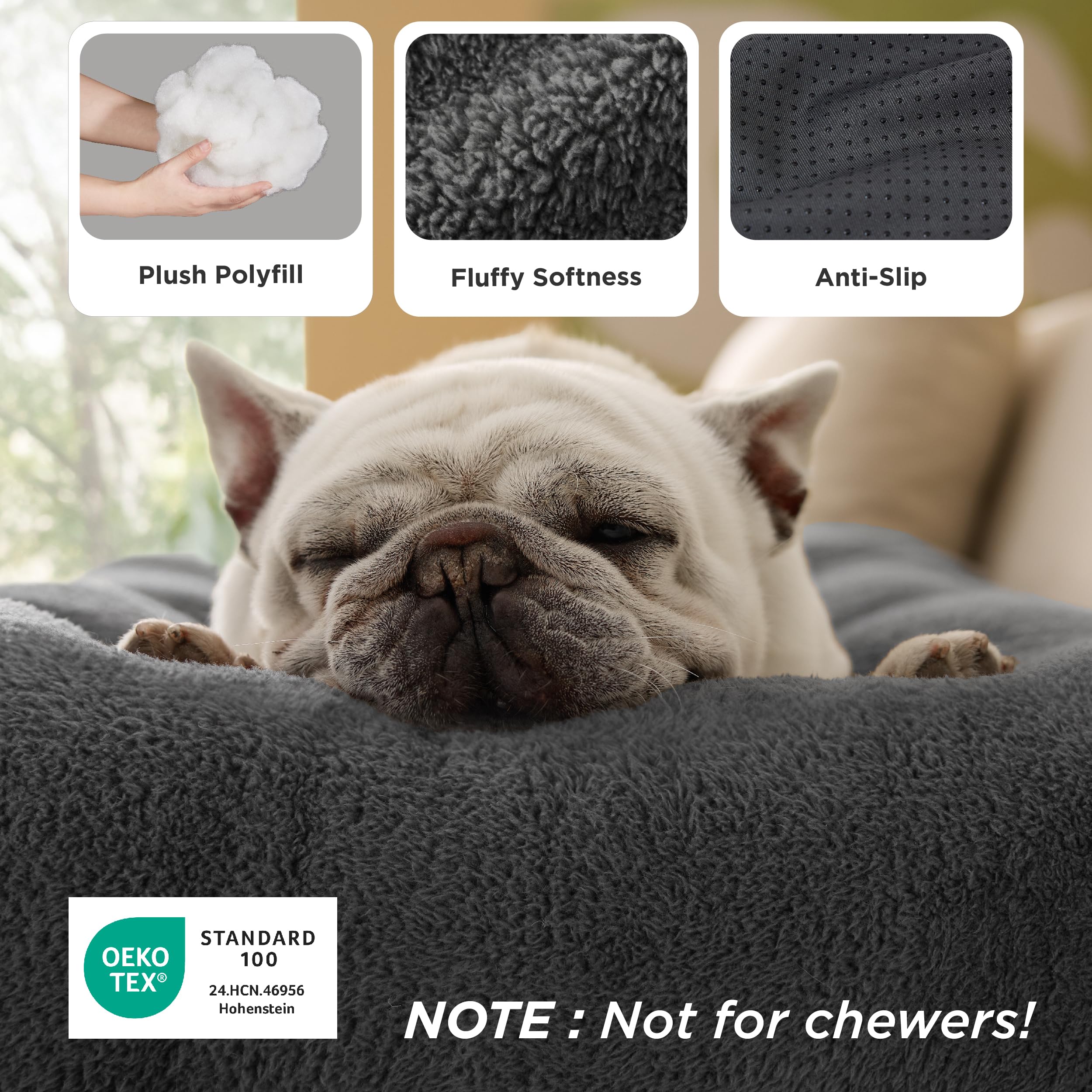 Bedsure washable XL dog bed soft fabric ensures comfortable rest after active play.