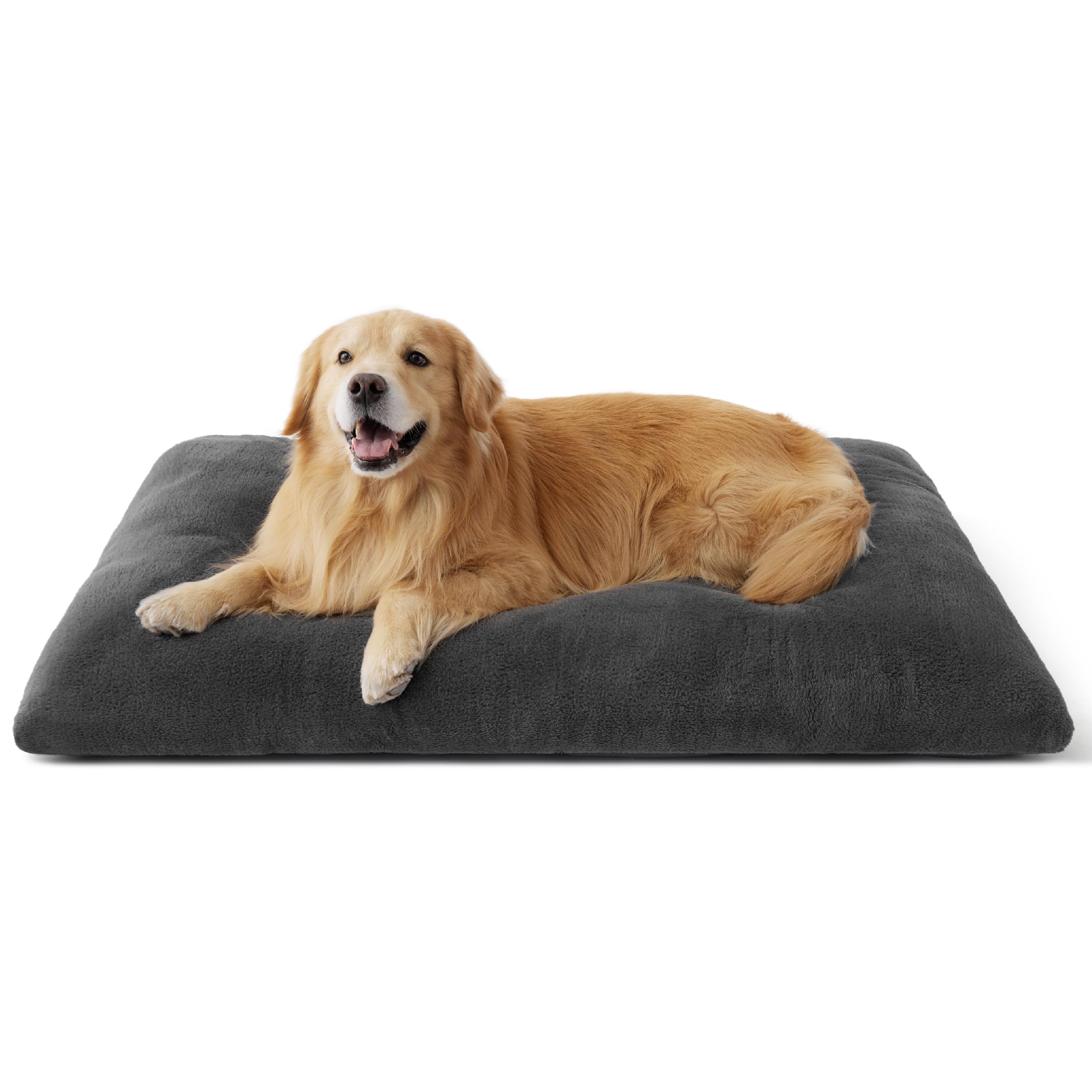 Bedsure washable XXL dog bed for crate with plush surface for cozy crate lounging.