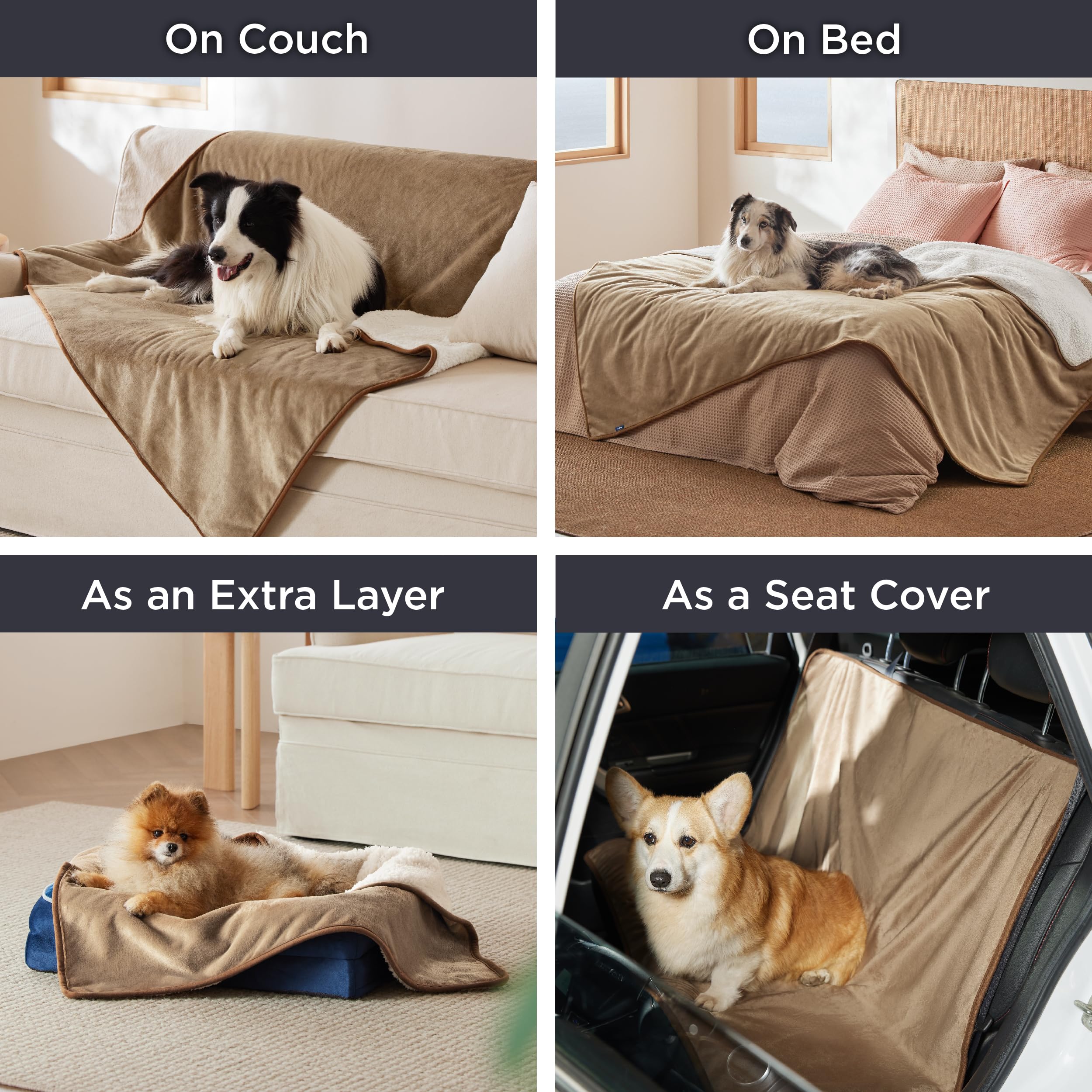 Bedsure queen size 90x86 camel blanket fits beds and couches