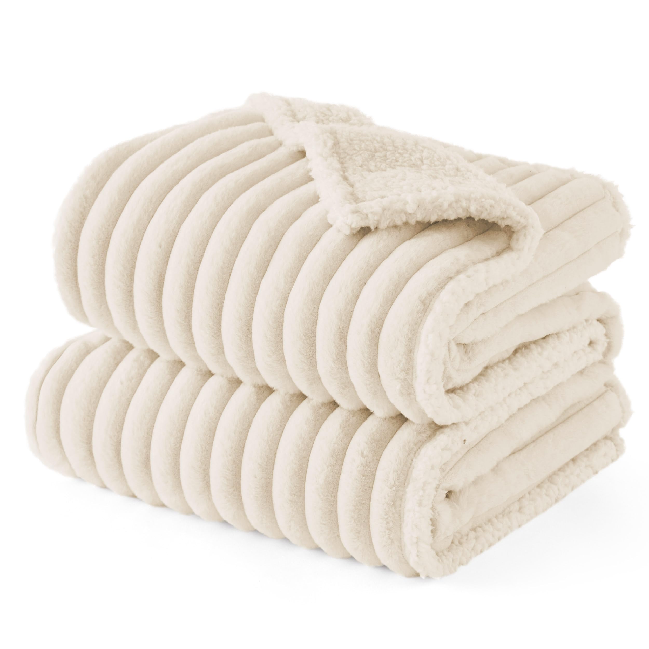 Bedsure waterproof dog blanket cream closeup shows spill-protection lining.