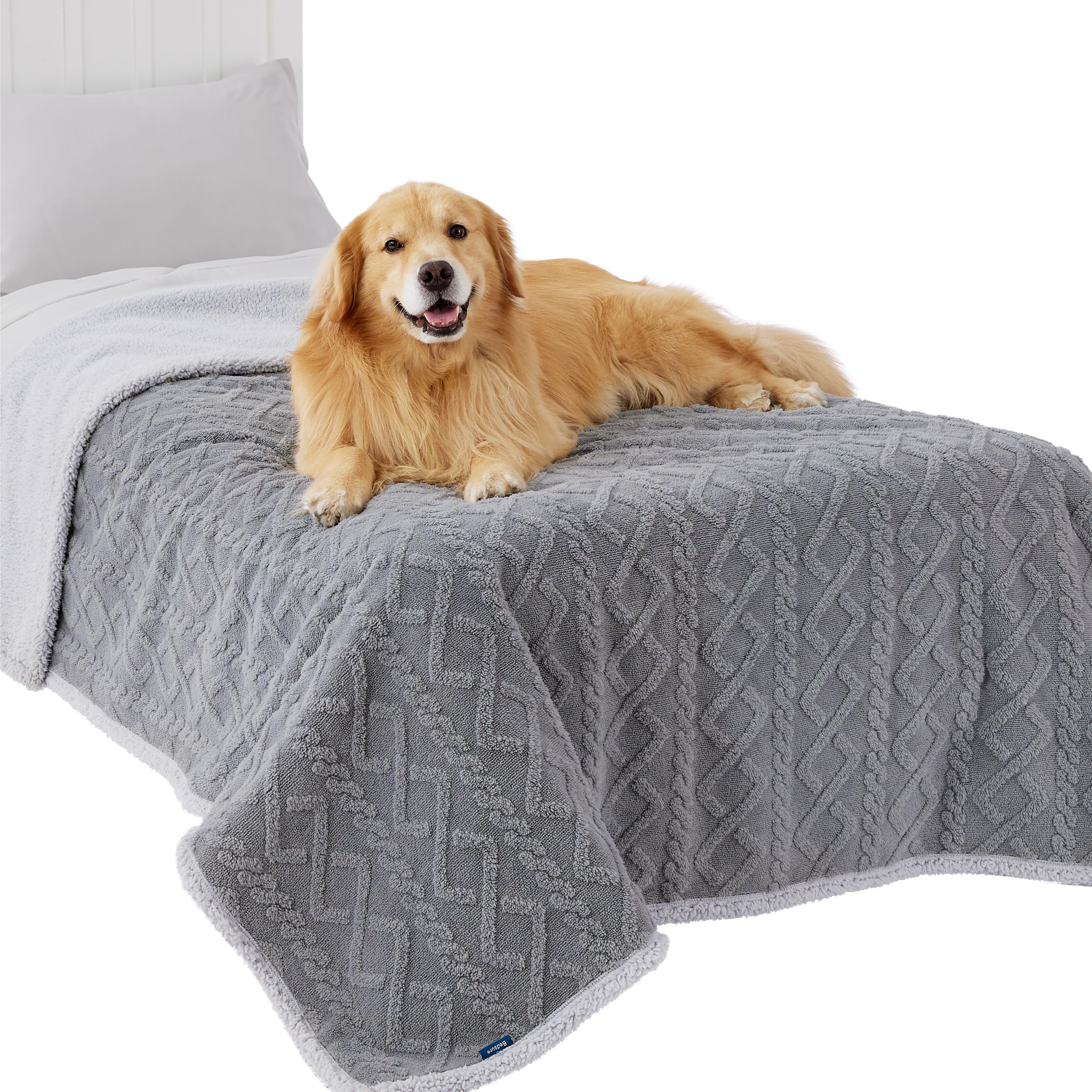 Bedsure waterproof dog blanket for large dogs front view protecting furniture