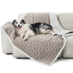 Bedsure waterproof dog blanket for large dogs — Pale Oak protects furniture from spills.