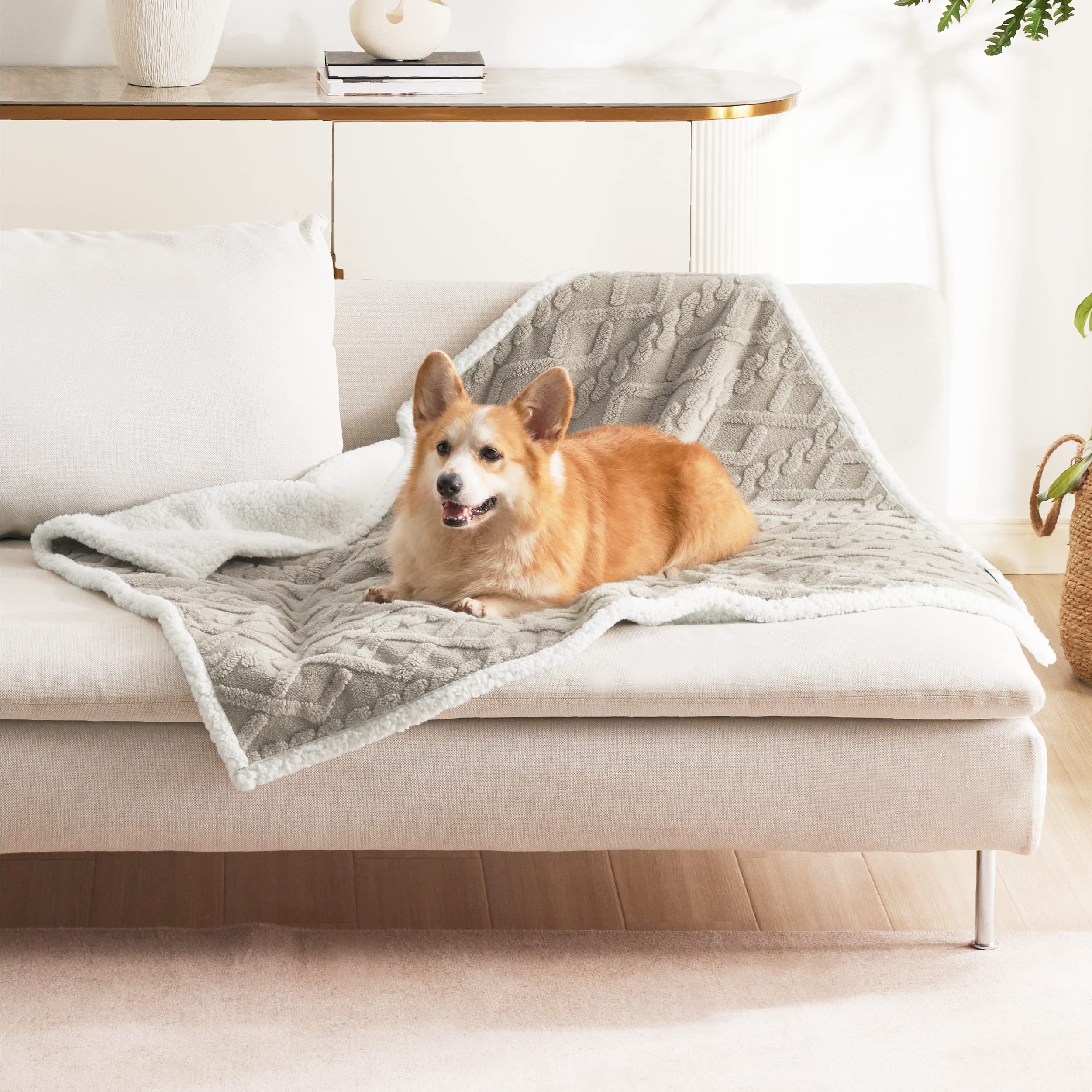 Bedsure pale-oak color blanket with stylish, durable protection.