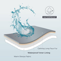 Bedsure waterproof dog blanket sherpa side up for extra softness and calming comfort.