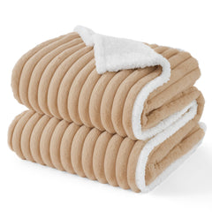 Bedsure waterproof dog blanket in Tuscan Beige protects furniture from spills.