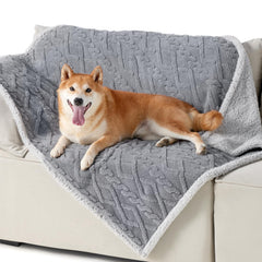 Bedsure waterproof dog blanket inner lining guards furniture against spills and accidents.