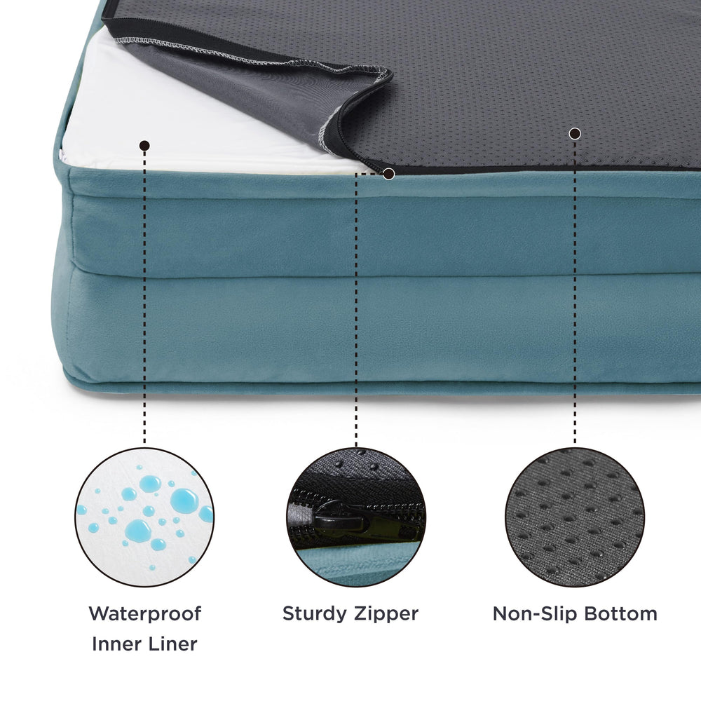 Bedsure waterproof liner dog bed close-up highlighting spill protection.