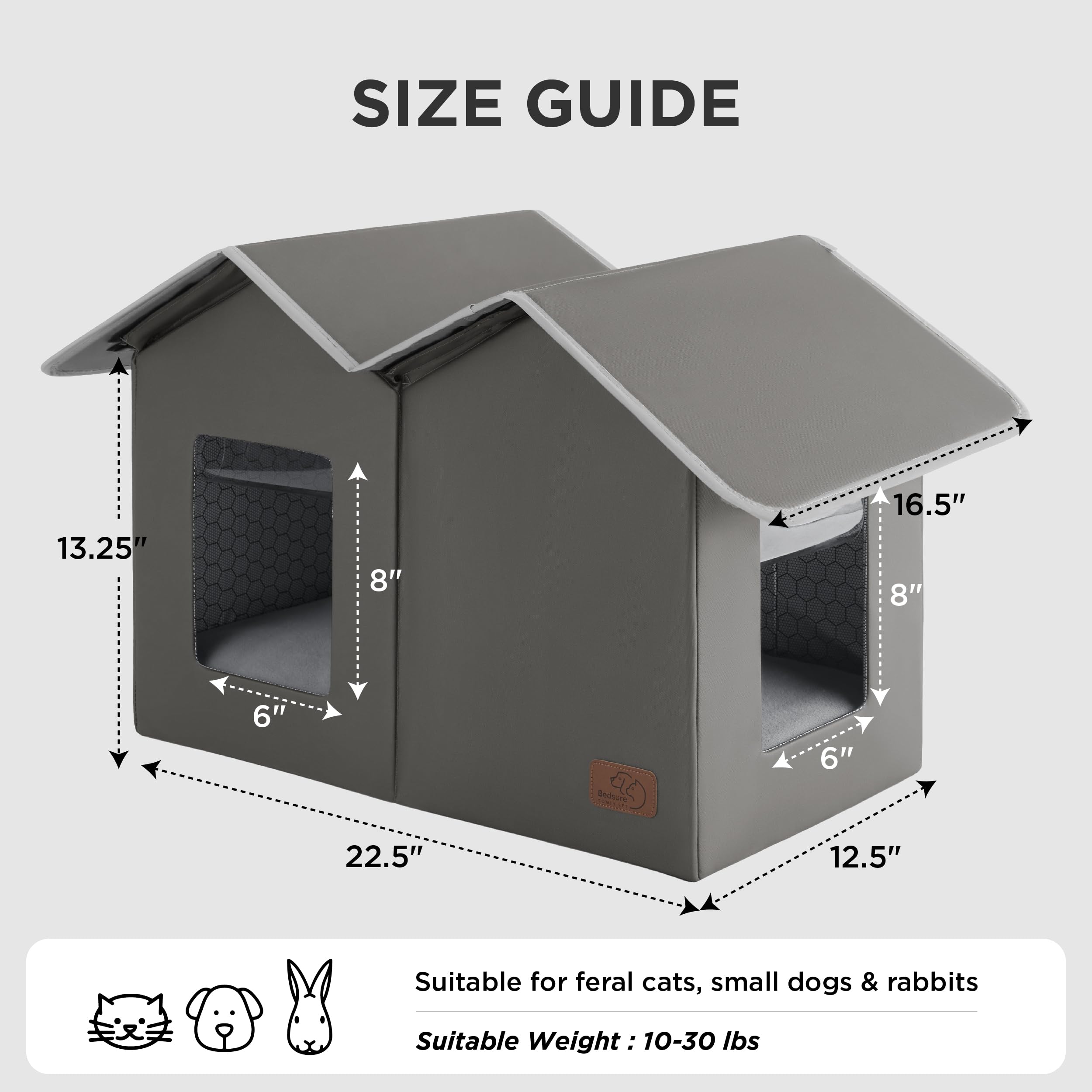 Bedsure weatherproof outdoor cat house indoor-semi-outdoor use in garages or balconies.