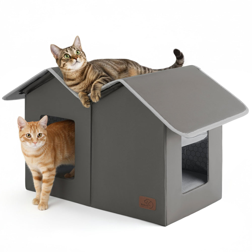 Bedsure weatherproof outdoor cat house rainproof membrane blocks rain to keep strays dry.