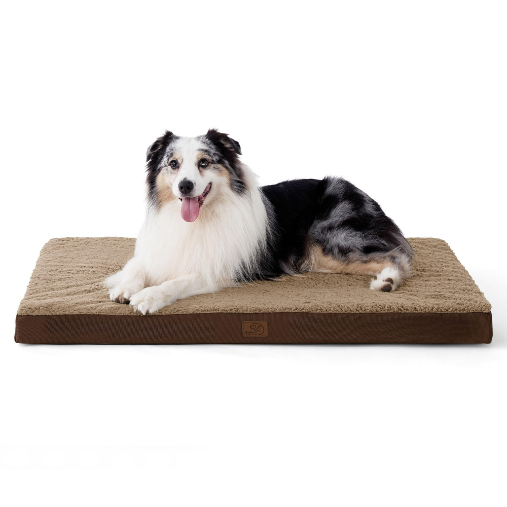 Bedsure XL dog bed for crate with foam core supports joints during naps.