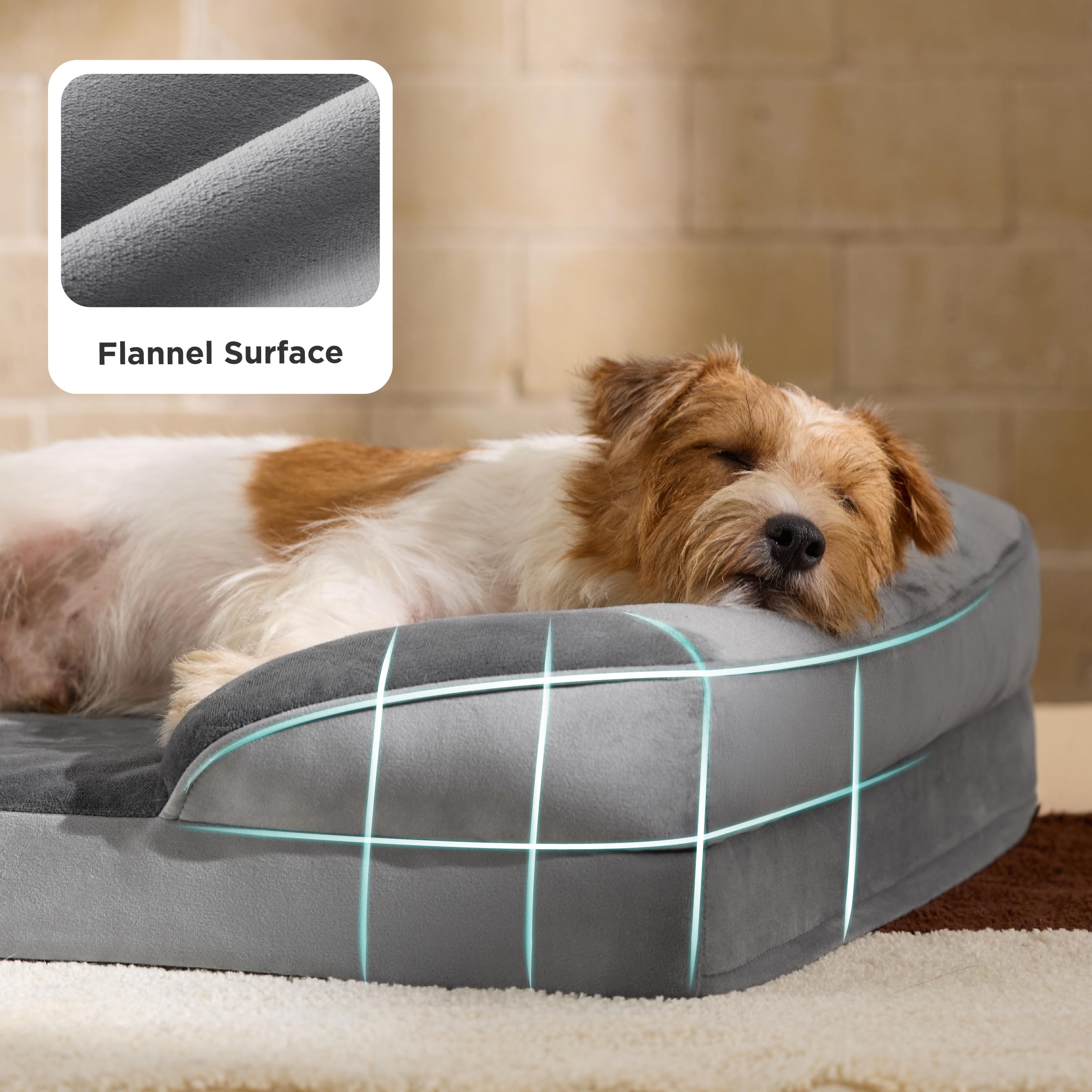 Bedsure XL orthopedic dog bed soft velvety flannel fabric closeup