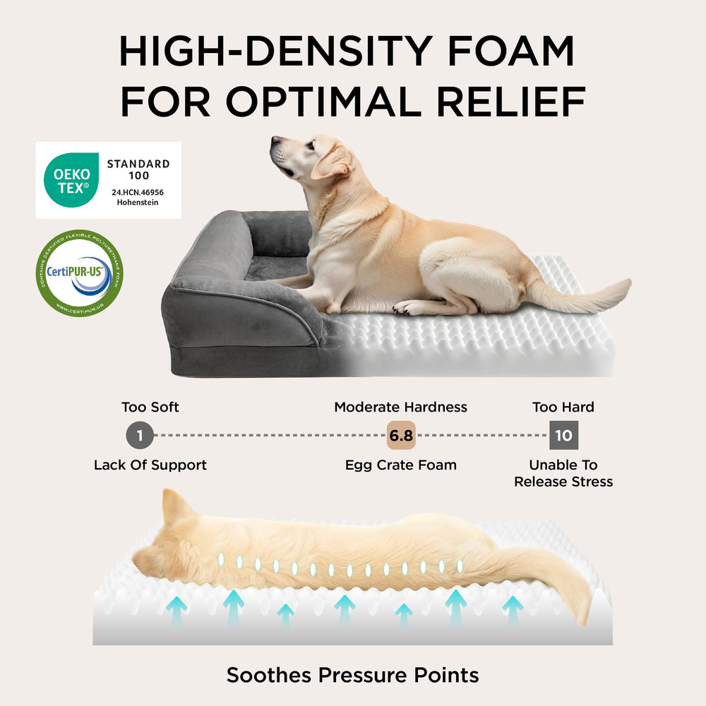 Bedsure dog bed waterproof liner protects foam from spills, aiding easy cleanup.