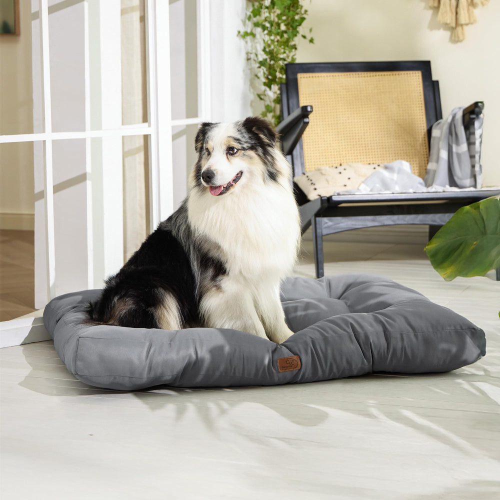 Bedsure grey dog bed blends with home decor and stays stylish.