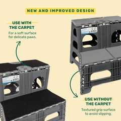 Bee Neat folding dog stairs in a car for simple pet loading.