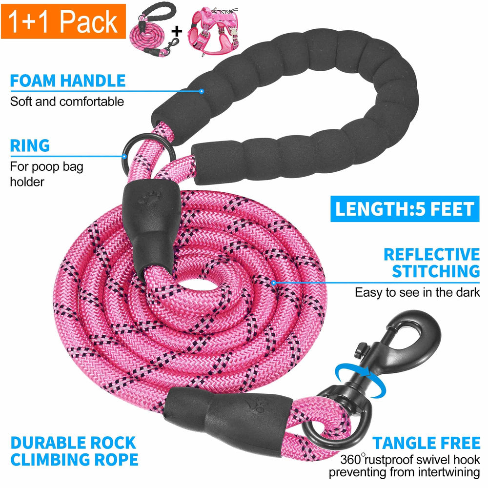 Beebiepet 5ft foam-handle leash included for comfortable, tangle-free control during walks.