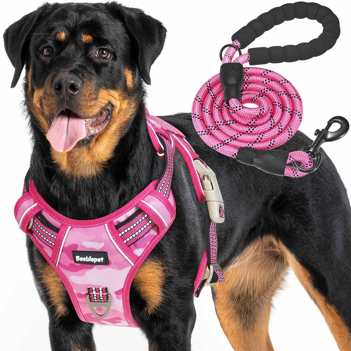 Beebiepet heavy-duty tactical dog harness nylon strap helps control powerful large dogs.